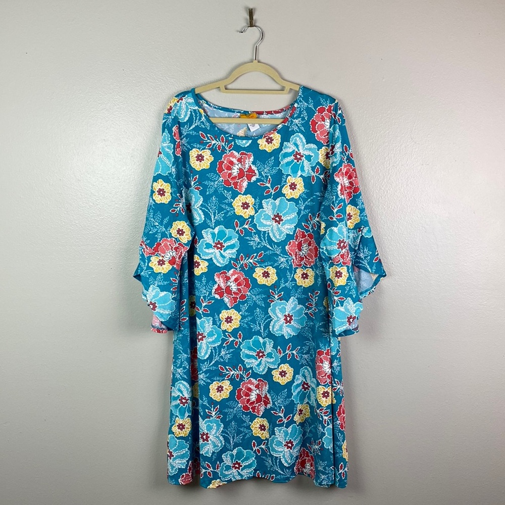 Ruby Rd. | Floral Bell Sleeve Plus Swing Dress 1X